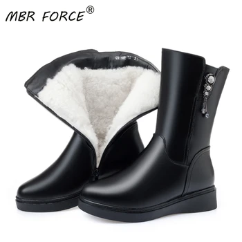 

MBR FORCE Wool Snow Boots Women Warm Flat Bottom Platform ForFur Warm Shoes Plush High Boots Women Winter Boots Large Size black