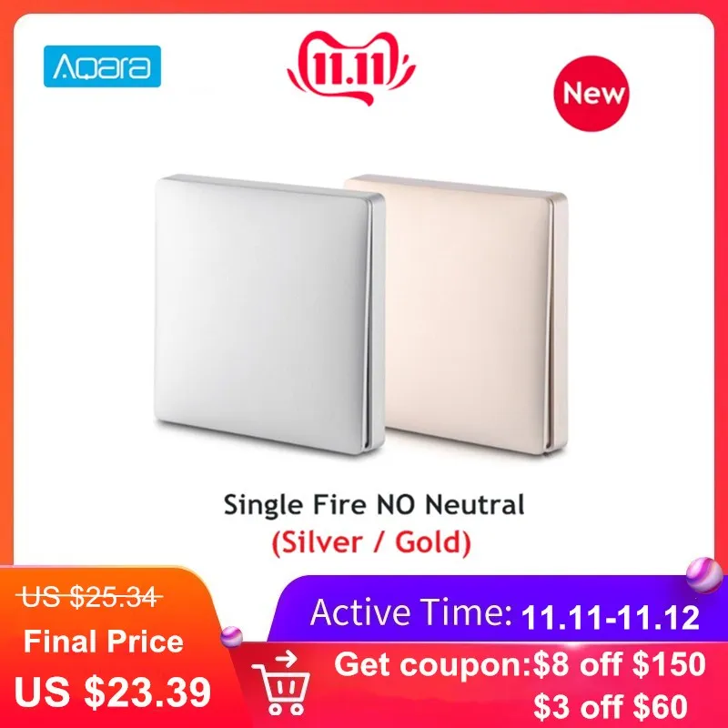 

Aqara Wireless Wall Switch Home Switch Panel Single Fire Wire Intelligent Linkage APP Remote Control Light Switch