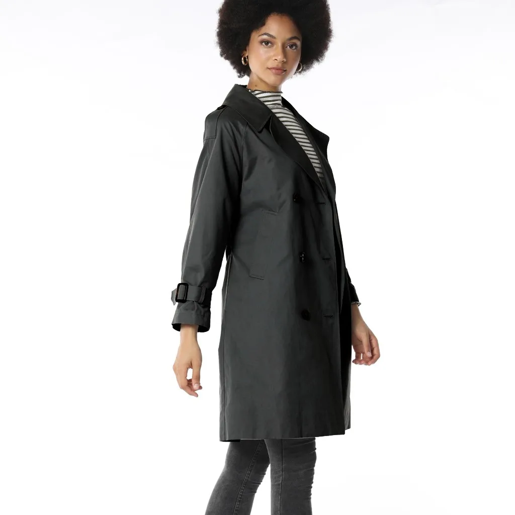 Trench Coat For Women Windbreaker Warm Double-breasted Slim Long Trench Pure Color Top Long Sleeve Loose Coat Outerwear