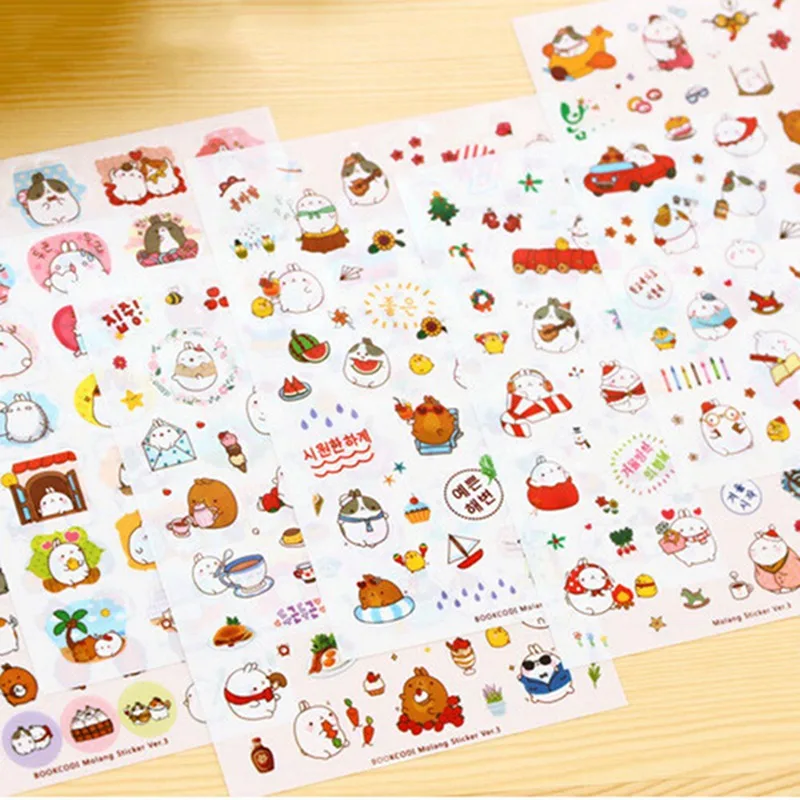 

6 Sheets/set DIY Cute Rabbits Kawaii Stickers Diary Planner Journal Note Diary Paper Scrapbooking Albums Photo Stickers