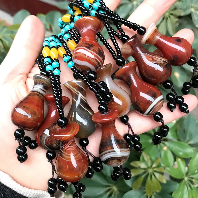 

necklace women bijoux femme Rough Agate Pendant Exquisite sardonyx rough Necklace vase Water drop sweater chain