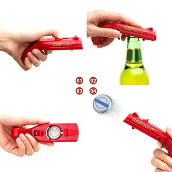 Cap Gun Beer Bottle Opener Portable Beverage Drinking Opening Gun Cap Launcher Kitchen Party Supply Bar Tool Kitchen Accessories 2