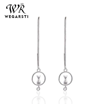 

WEGARSTI High-quality 925 Sterling Silver Moon Cat Earrings for Women Wedding Korean Girls Earrings Brincos Statement Jewelry