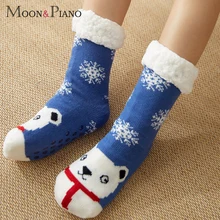 1 пара осень-зима Для женщин с героями мультфильмов носки для взрослых из плотного бархата; домашние Нескользящие тапочки носок для сна пол теплые носки для женщин