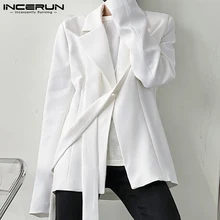 INCERUN Chaqueta informal de manga larga para hombre, ropa de calle con solapa de Color sólido, traje de un botón, con personalidad, S 5XL, 2021