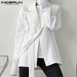 Fashion Men Blazer Solid Color Lapel Streetwear One Button Casual Men Suits Long Sleeve 2021 Personality Outerwear S-5XL INCERUN