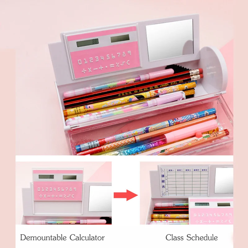 Quicksand Translucent Creative Multifunction Cylindrical ipen Pencil Box Case Stationery Pen Holder 2019 Newmebox Pink Blue Star m6