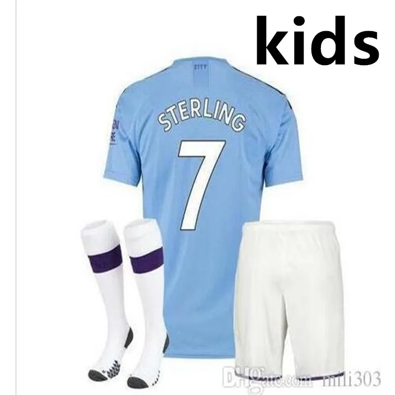 19, 20 Детский комплект, Футбольная Футболка «Манчестерский город», DE BRUYNE KUN AGUERO MAHREZ BERNARDO SANE SILVA, Детская футболка - Цвет: kids