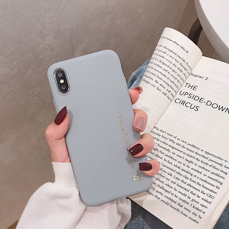 VZD простой сплошной I Love U iphone 11 Pro X 7 Чехол для iphone Xs Max Xr женский анти-осень телефон 6S Tpu мягкий чехол 8 7plus задняя крышка - Цвет: Nice day