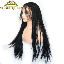 Vogue queen Yaki Плетеный парик фронта шнурка натуральный цвет синтетические парики для женщин
