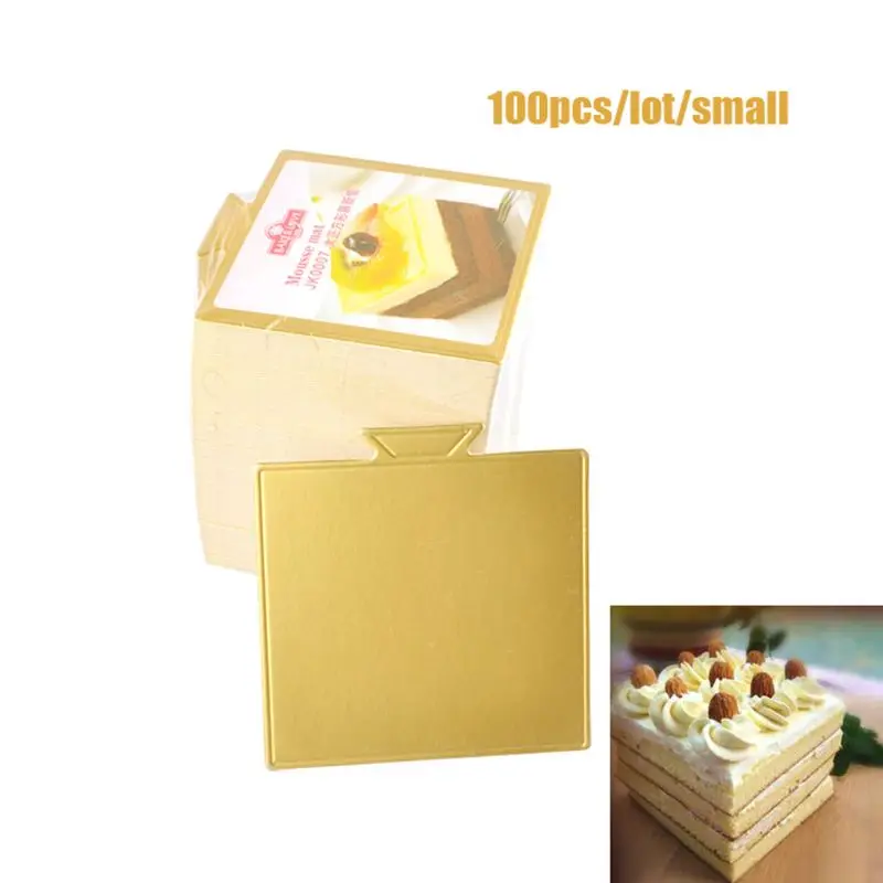 

100Pc Golden Rectangular Paper Cake Board Deco Display Wedding Birthday1.5x2.7in