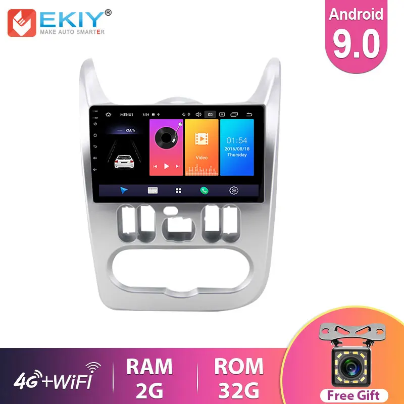 EKIY Android 9 2 Din Car Radio For Renault Logan Sander For Lada Largus Lergus For Dacia Duster GPS Navigation Multimedia Player