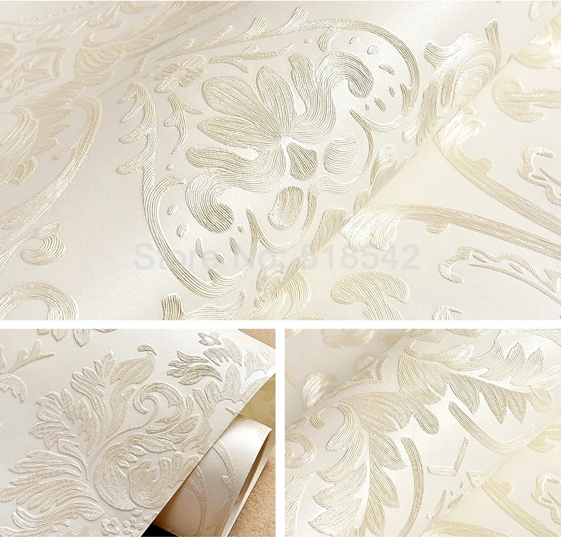 3D gravado damasco não-tecido papel de parede