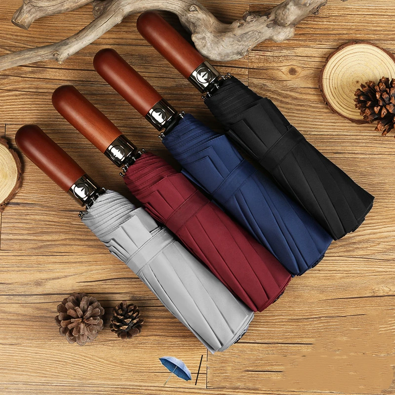 Men Business Umbrella Windproof 3 Folding Automatic Umbrella Large