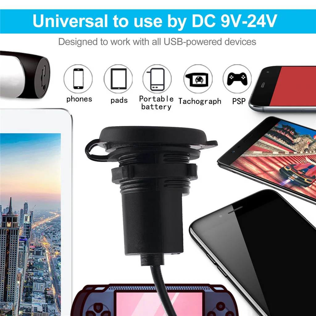 12 В USB мотоцикл мобильный телефон Питание Зарядное устройство водонепроницаемый порт розетка двойной зарядное устройство USB автомобильные аксессуары