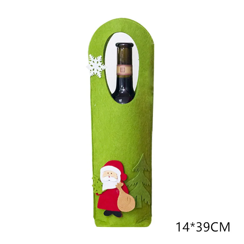 green Новогодняя Рождественская бутылка вина Противопыльный чехол Санта-Клаус Noel ужин рождественское настольное украшение украшения для дома подарок - Цвет: green