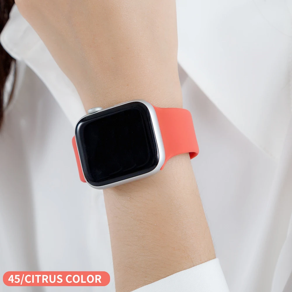 Citrus color Ремешок для Apple Watch 38 мм 42 мм iWatch 4 ремешка 44 мм 40 мм спортивный силиконовый ремень браслет Apple watch 5 4 3 2 Аксессуары для ремешка - Цвет ремешка: Citrus color