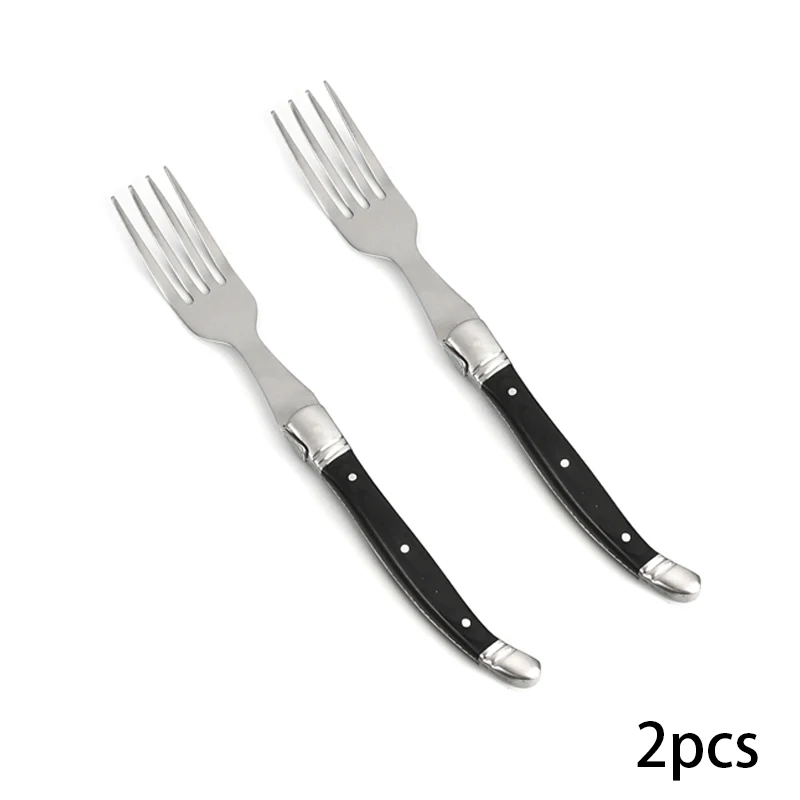 2pcs dinner forks 9 ''стиль Laguiole, вилка для стейка, нержавеющая сталь, столовые вилки, набор вилок для салата, столовые приборы с черной деревянной ручкой, кухонные столовые приборы, рождественские - Цвет: 2pcs dinner forks