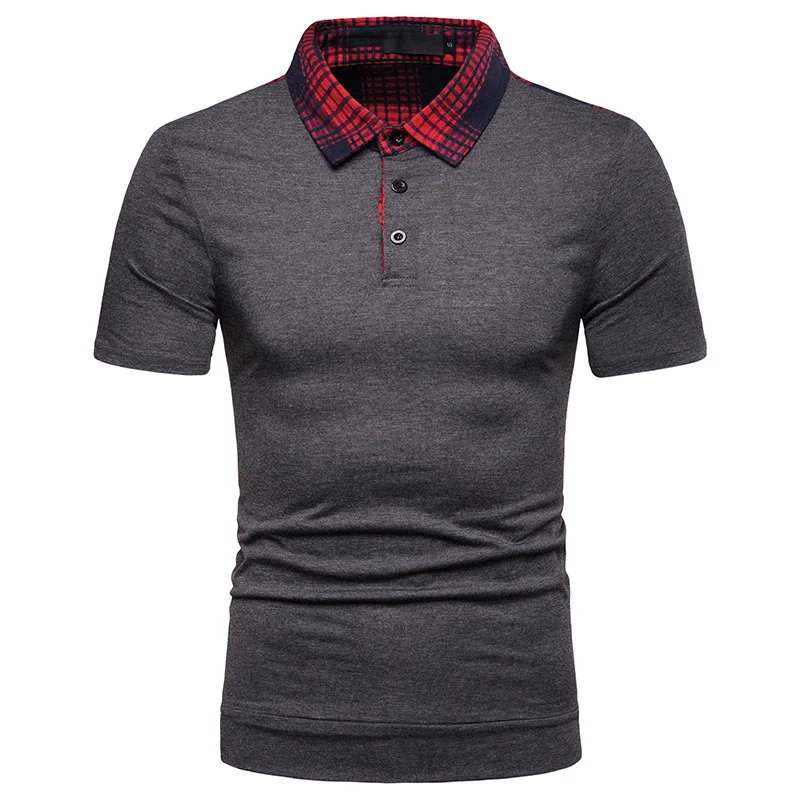 D50-Dark gray Мужская хлопковая рубашка поло из смешанного хлопка, дышащая уличная одежда, мужские топы, деловая Повседневная рубашка поло с коротким рукавом, мужская рубашка D50 - Цвет: D50-Dark gray