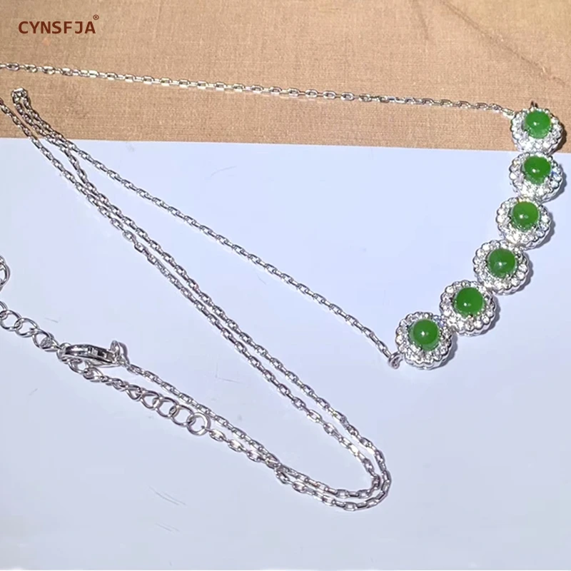 CYNSFJA настоящий Сертифицированный кулон, природная яшма 925 стерлингового серебра ювелирные изделия зеленый нефритовый кулон ожерелье высокого качества лучший подарок