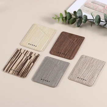 

New Fashion 5 Styles Wood Pattern Credit Card Holder Cell Phone Wallet Pocket Sticker Adhesive Pouch Case Men Women Universal