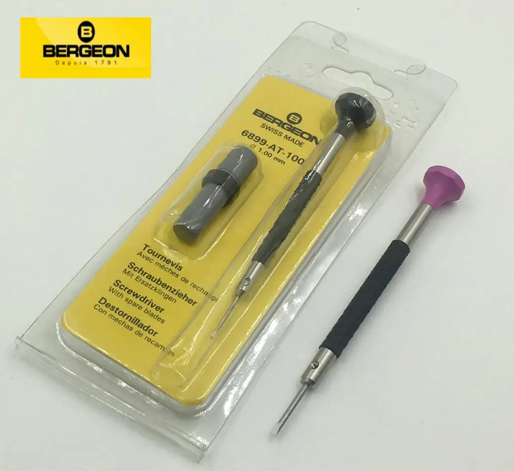Bergeon 6899 Swiss Made Micro отвертка с плоской головкой в миллиметровом слоте отвертка для ремонта часов имеет два фреза