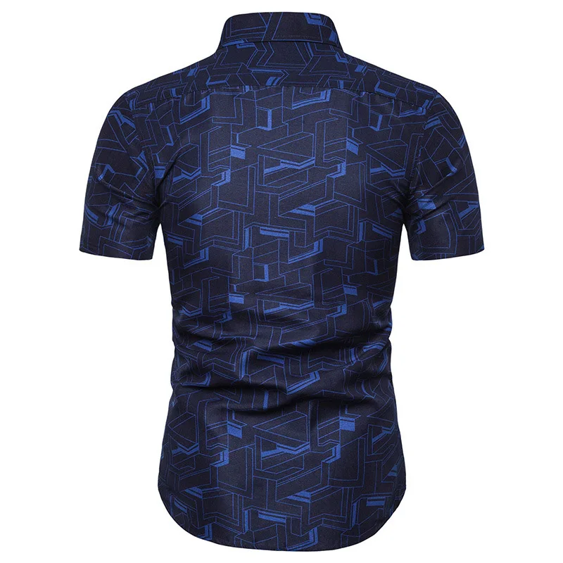 XXXL Men Print Shirts Short Sleeves Slim Fit Male Casual Tops for Summer M-5XL NOV99 - Габаритные размеры: XXXL
