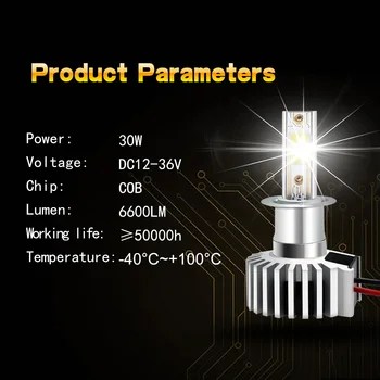 

Auto LED Headlight 2Pcs Bulb DC 9-32V 6000K-6500K 8000LM Parts Replacement