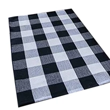 Хлопковый клетчатый ковер в клетку буйвола, 27,5X43 дюйма, моющиеся тканые напольные коврики для многослойной двери, коврики для крыльца/кухни/дома, черные