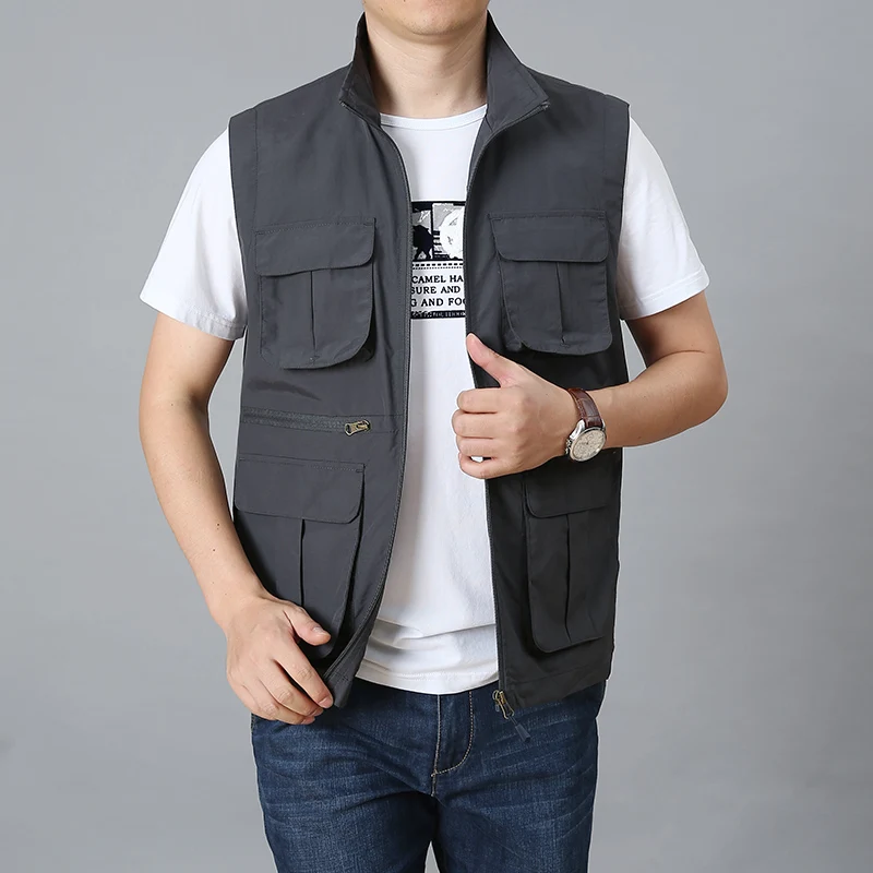 Outdoor Casual Men's Vest Multi-pockets Zipper Jackets Sleeveless Male Photography Fishing Military Man's Tourism Drift Vests sunflower hairpin beautiful photography prop woman hairpin headdress for beach outdoor yellow