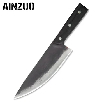 

AINZUO Handmade Forged 8 Inch Kitchen Chef Knife With Full Tang Handle Wood Handle High Carbon Clad Steel Chef Knife Ultra Sharp