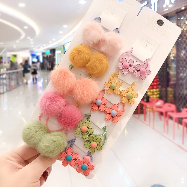 10/20/24 Pcs/Set Baby Girls Cute Cartoon Flower Scrunchies Rubber Bands Children Lovely Elastic Hair Bands Kids Hair Accessories Flower ball-20 Pcs