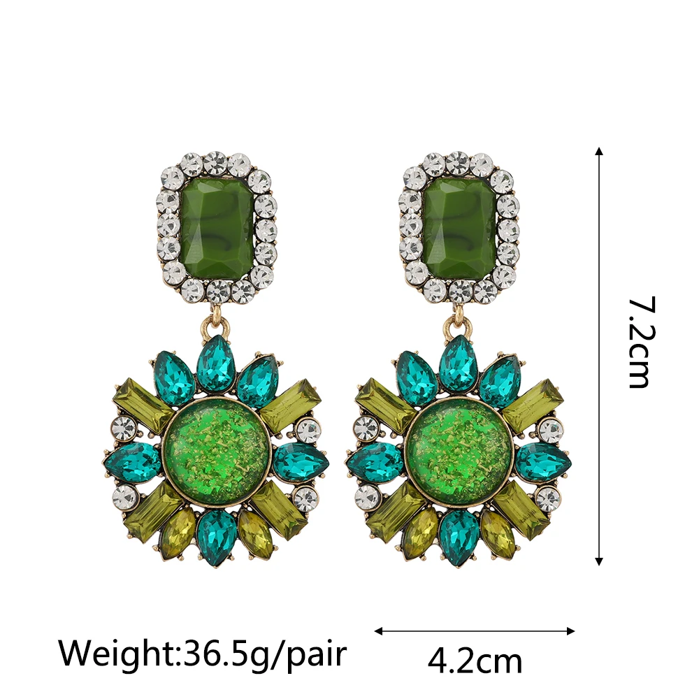 Ztech New Green Series Set Earrings Designer Jewelry Crystal Tassel Za Accessories Handmake Statement Bijoux Pendientes Brincos