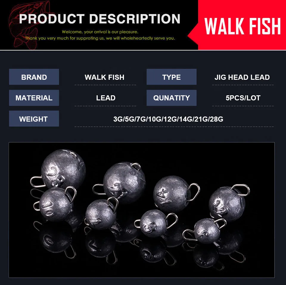 WALK FISH 5 шт./лот, 3 г, 5 г, 7 г, 10 г, 12 г, 14 г, 21 г, 28 г, свинцовая головка для глубоководной пули, Мягкая приманка, приманка, Техасские рыболовные снасти