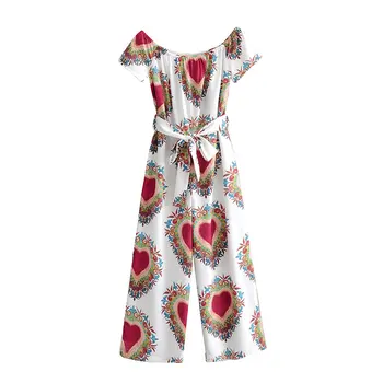 

KNOYEER printing jumpsuit women summer 2020 short sleeve sashes playsuits bowknot BOHO Loose jumpsuits casual women clothes