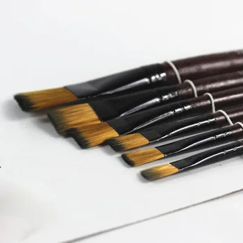 

6pcs/Set Watercolor Gouache Painting Pen Nylon Hair Orange short Wooden Handle paintbrush Set Drawing Materials Art Supplies
