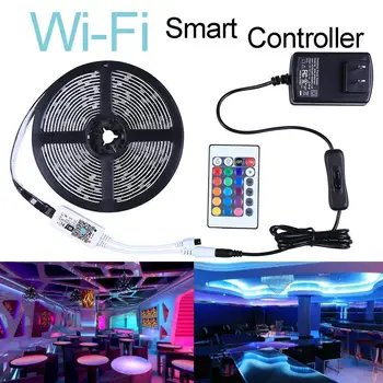 

WiFi LED Light Strip Music Sync Remote Controlled by Alexa Echo Android ISO Smart Phone IP65 Waterproof 16.4ft Cuttable Strip wi
