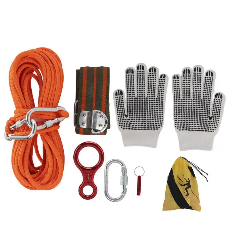 49.2ft 0.3in Escape Rope Kit Rappelling Cord 11kn Bearing Weight With