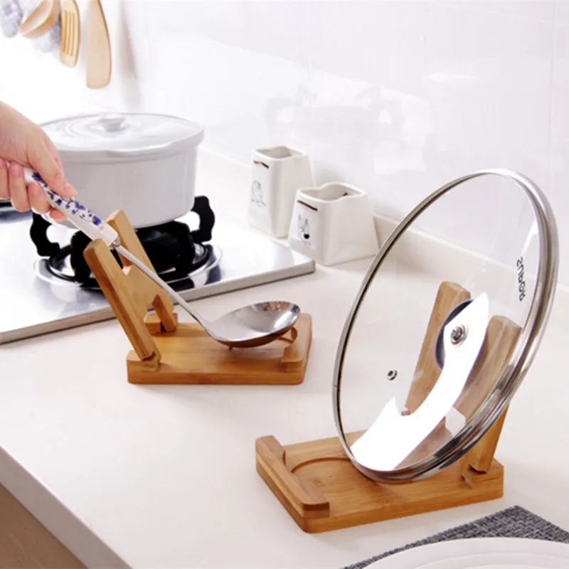 Bamboo Folding Pot Cover Rack, Kitchen Storage Organizer Pot Lid Rack