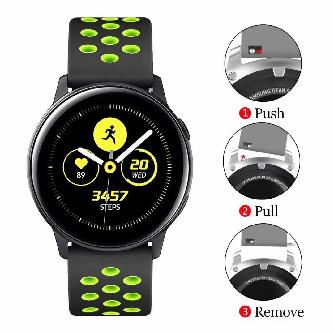 22/20 мм Huami Amazfit ремешок для Samsung Gear Sport S2 S3 Galaxy Watch Active 2 42 46 силиконовый Pebble Time Huawei