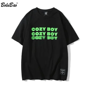 

BOLUBAO Men's T-Shirt Brand Crew Neck Men T Shirts High Street Casual Personalized Letter Print Fashion Loose Tee Shirt Male