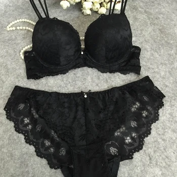 

YBCG Women Bra Set Padded Push Up Underwire Underwear Panty Embroidery Floral Lingerie Hollow Mesh Bras For Women