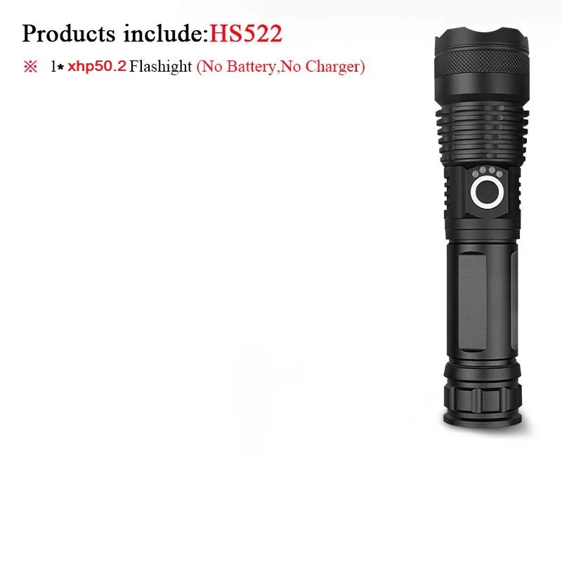 Высокий lm XHP70.2 мощный светодиодный фонарик XHP50 с подзарядкой от USB, водонепроницаемый фонарь 18650 26650 для охоты, лампа для самозащиты - Испускаемый цвет: IHS522A1