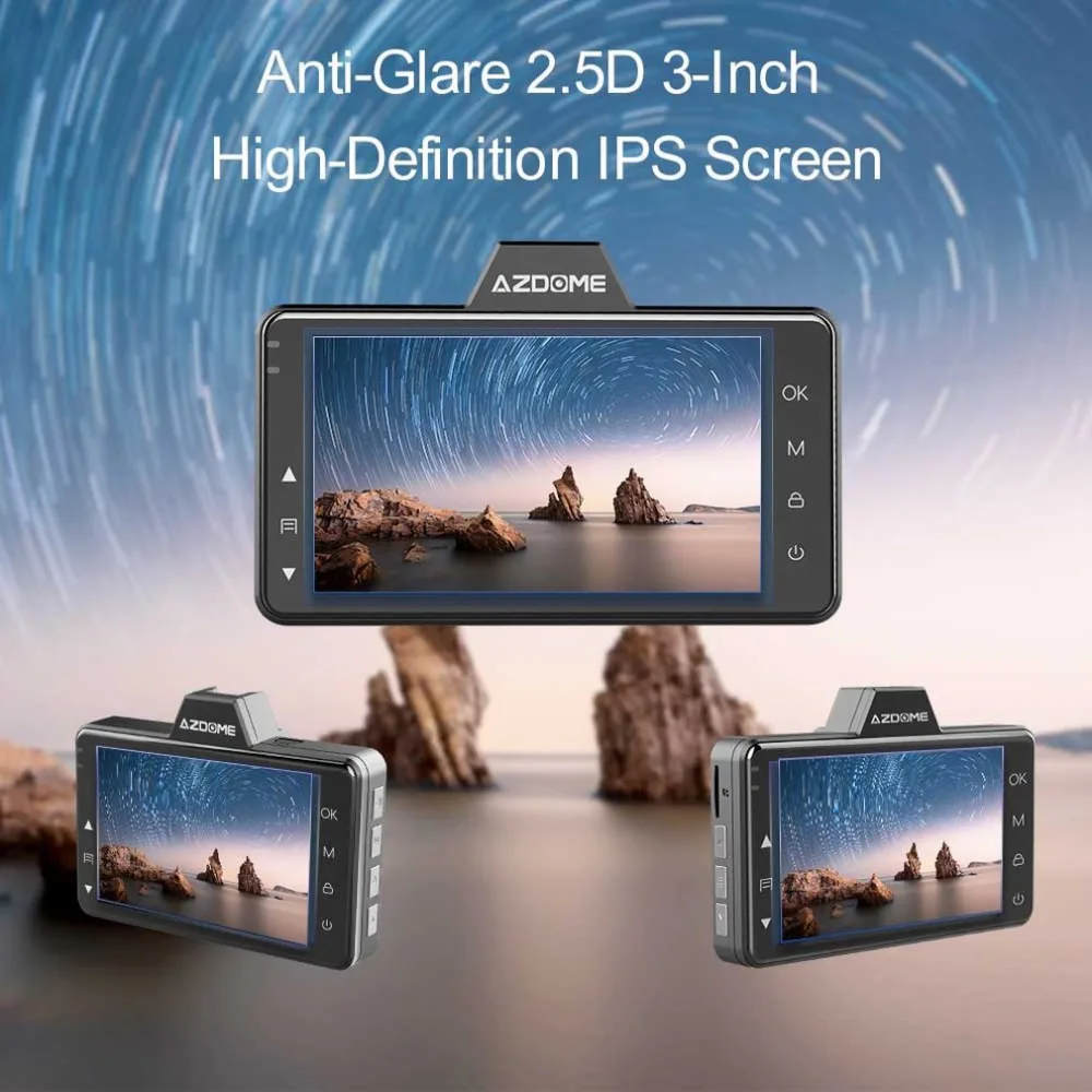 M01 Dash Cam 3 дюймов 2.5D Ips Экран Автомобильный видеорегистратор Регистраторы Hd 1080P Автомобильный видеорегистратор Регистраторы G-Сенсор видеорегистратор ночного видения тире Камера
