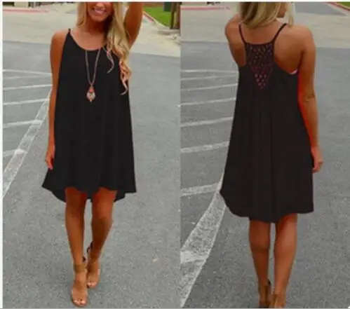 Candy color Women Beach dress Fluorescence 2022 summer Mini dress Sleeveless Hollow out Sexy Casual Female clothing