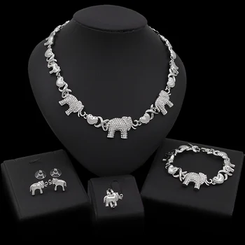 

Yulaili Wedding Jewelry Sets For Women African Beads Metal Elephant Shape Necklace Earrings Bracelet Rings Bridal Jewellery
