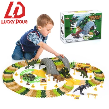 

Dinosaur Tracking Toys Set DIY Simulation Railway Jungle Flexible Racing Track Car Educational Toys For Children Boys