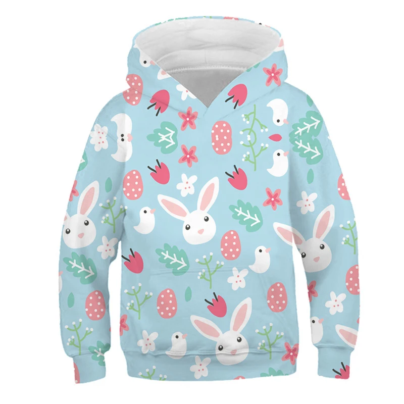 hoodies for a boy 3-14Y Girls Clothes White Rabbit 3d Hoodie Autumn Children's Long-sleeved Loose Oversized Sports Hooded Kids Casual Sweater Tops best hoodie for boy