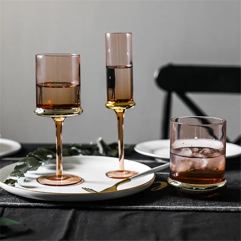 Японский стиль шампанского золотого стекла вина пивного стекла ежедневно бокал для шампанского Кубок сока чашки бытовой