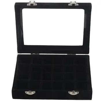 

24 grid Display Box Jewelry Storage Glass Bracelet Watch pillow Buckle